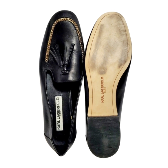 Karl Lagerfeld Authentic Black Leather Loafers Size 8M - Picture 8 of 15